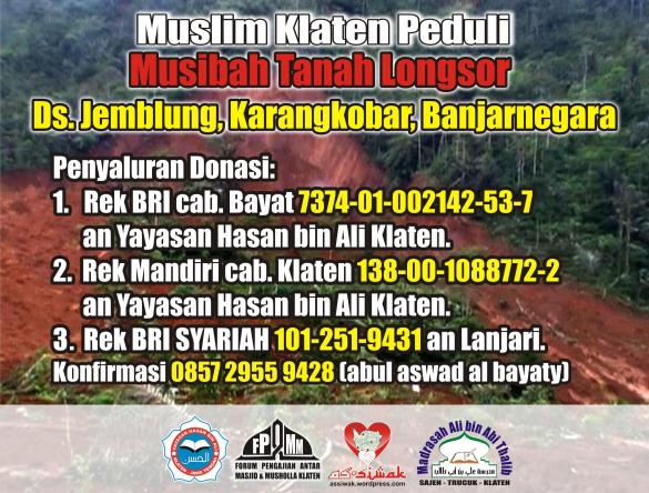 Muslim Klaten Peduli Musibah Longsor Jemblung, Karangkobar, Banjarnegara